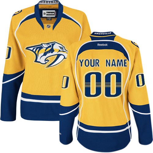 Reebok Nashville Predators Women's Customized Authentic Gold Home Jersey Reebok Nashville Predators Women's Customized Authentic Gold Home Jersey