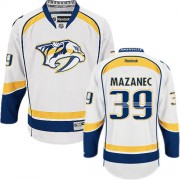 Men's Reebok Nashville Predators 39 Marek Mazanec White Away Jersey - Authentic Men's Reebok Nashville Predators 39 Marek Mazanec White Away Jersey - Authentic