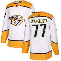 Men's Adidas Nashville Predators Luke Evangelista White Away Jersey - Authentic Men's Adidas Nashville Predators Luke Evangelista White Away Jersey - Authentic
