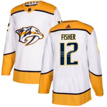 Men's Adidas Nashville Predators Mike Fisher White Away Jersey - Authentic Men's Adidas Nashville Predators Mike Fisher White Away Jersey - Authentic