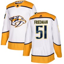 Men's Adidas Nashville Predators Mark Friedman White Away Jersey - Authentic Men's Adidas Nashville Predators Mark Friedman White Away Jersey - Authentic