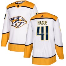 Men's Adidas Nashville Predators Nicolas Hague White Away Jersey - Authentic Men's Adidas Nashville Predators Nicolas Hague White Away Jersey - Authentic