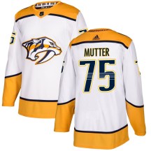 Men's Adidas Nashville Predators Navrin Mutter White Away Jersey - Authentic Men's Adidas Nashville Predators Navrin Mutter White Away Jersey - Authentic