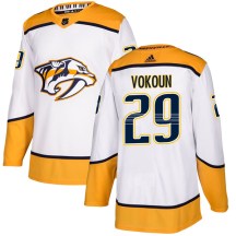 Men's Adidas Nashville Predators Tomas Vokoun White Away Jersey - Authentic Men's Adidas Nashville Predators Tomas Vokoun White Away Jersey - Authentic