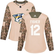 Women's Adidas Nashville Predators Mike Fisher Camo Veterans Day Practice Jersey - Authentic Women's Adidas Nashville Predators Mike Fisher Camo Veterans Day Practice Jersey - Authentic