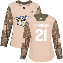 Women's Adidas Nashville Predators Peter Forsberg Camo Veterans Day Practice Jersey - Authentic Women's Adidas Nashville Predators Peter Forsberg Camo Veterans Day Practice Jersey - Authentic