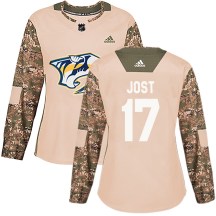 Women's Adidas Nashville Predators Tyson Jost Camo Veterans Day Practice Jersey - Authentic Women's Adidas Nashville Predators Tyson Jost Camo Veterans Day Practice Jersey - Authentic