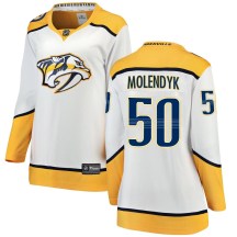 Women's Fanatics Branded Nashville Predators Tanner Molendyk White Away Jersey - Breakaway Women's Fanatics Branded Nashville Predators Tanner Molendyk White Away Jersey - Breakaway