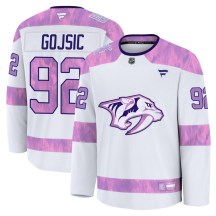 Men's Fanatics Nashville Predators Hiroki Gojsic White 2024 Hockey Fights Cancer Practice Jersey - Premium Men's Fanatics Nashville Predators Hiroki Gojsic White 2024 Hockey Fights Cancer Practice Jersey - Premium