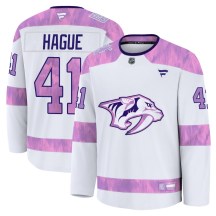 Men's Fanatics Nashville Predators Nicolas Hague White 2024 Hockey Fights Cancer Practice Jersey - Premium Men's Fanatics Nashville Predators Nicolas Hague White 2024 Hockey Fights Cancer Practice Jersey - Premium