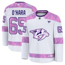 Men's Fanatics Nashville Predators Cole O'Hara White 2024 Hockey Fights Cancer Practice Jersey - Premium Men's Fanatics Nashville Predators Cole O'Hara White 2024 Hockey Fights Cancer Practice Jersey - Premium