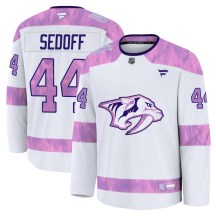 Men's Fanatics Nashville Predators Christoffer Sedoff White 2024 Hockey Fights Cancer Practice Jersey - Premium Men's Fanatics Nashville Predators Christoffer Sedoff White 2024 Hockey Fights Cancer Practice Jersey - Premium