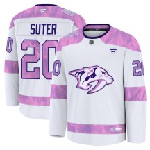 Men's Fanatics Nashville Predators Ryan Suter White 2024 Hockey Fights Cancer Practice Jersey - Premium Men's Fanatics Nashville Predators Ryan Suter White 2024 Hockey Fights Cancer Practice Jersey - Premium