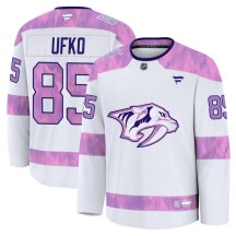 Men's Fanatics Nashville Predators Ryan Ufko White 2024 Hockey Fights Cancer Practice Jersey - Premium Men's Fanatics Nashville Predators Ryan Ufko White 2024 Hockey Fights Cancer Practice Jersey - Premium