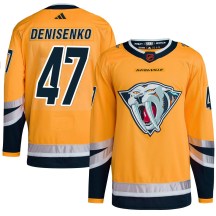 Men's Adidas Nashville Predators Grigori Denisenko Yellow Reverse Retro 2.0 Jersey - Authentic Men's Adidas Nashville Predators Grigori Denisenko Yellow Reverse Retro 2.0 Jersey - Authentic