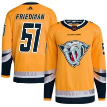 Men's Adidas Nashville Predators Mark Friedman Yellow Reverse Retro 2.0 Jersey - Authentic Men's Adidas Nashville Predators Mark Friedman Yellow Reverse Retro 2.0 Jersey - Authentic
