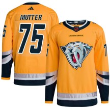 Men's Adidas Nashville Predators Navrin Mutter Yellow Reverse Retro 2.0 Jersey - Authentic Men's Adidas Nashville Predators Navrin Mutter Yellow Reverse Retro 2.0 Jersey - Authentic