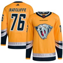 Men's Adidas Nashville Predators Isaac Ratcliffe Yellow Reverse Retro 2.0 Jersey - Authentic Men's Adidas Nashville Predators Isaac Ratcliffe Yellow Reverse Retro 2.0 Jersey - Authentic
