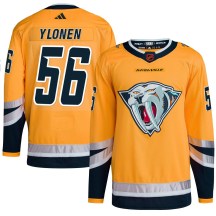 Men's Adidas Nashville Predators Jesse Ylonen Yellow Reverse Retro 2.0 Jersey - Authentic Men's Adidas Nashville Predators Jesse Ylonen Yellow Reverse Retro 2.0 Jersey - Authentic