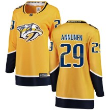 Women's Fanatics Branded Nashville Predators Justus Annunen Yellow Home Jersey - Breakaway Women's Fanatics Branded Nashville Predators Justus Annunen Yellow Home Jersey - Breakaway