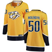 Women's Fanatics Branded Nashville Predators Tanner Molendyk Yellow Home Jersey - Breakaway Women's Fanatics Branded Nashville Predators Tanner Molendyk Yellow Home Jersey - Breakaway