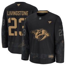 Youth Fanatics Nashville Predators Jake Livingstone Black 2024 Military Appreciation Practice Jersey - Premium Youth Fanatics Nashville Predators Jake Livingstone Black 2024 Military Appreciation Practice Jersey - Premium