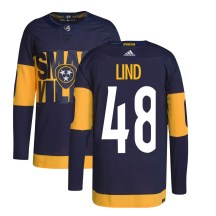 Men's Adidas Nashville Predators Kalan Lind Navy 2022 Stadium Series Primegreen Jersey - Authentic Men's Adidas Nashville Predators Kalan Lind Navy 2022 Stadium Series Primegreen Jersey - Authentic