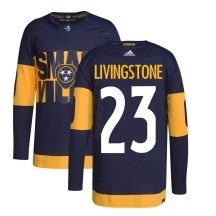 Men's Adidas Nashville Predators Jake Livingstone Navy 2022 Stadium Series Primegreen Jersey - Authentic Men's Adidas Nashville Predators Jake Livingstone Navy 2022 Stadium Series Primegreen Jersey - Authentic