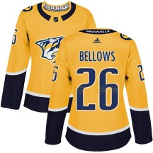 Women's Adidas Nashville Predators Kieffer Bellows Gold Home Jersey - Authentic Women's Adidas Nashville Predators Kieffer Bellows Gold Home Jersey - Authentic