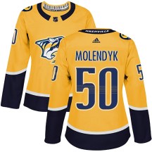 Women's Adidas Nashville Predators Tanner Molendyk Gold Home Jersey - Authentic Women's Adidas Nashville Predators Tanner Molendyk Gold Home Jersey - Authentic
