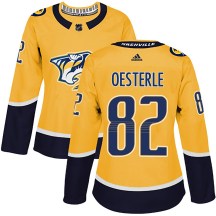 Women's Adidas Nashville Predators Jordan Oesterle Gold Home Jersey - Authentic Women's Adidas Nashville Predators Jordan Oesterle Gold Home Jersey - Authentic