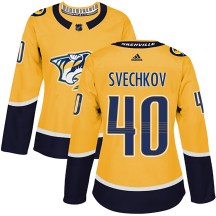 Women's Adidas Nashville Predators Fedor Svechkov Gold Home Jersey - Authentic Women's Adidas Nashville Predators Fedor Svechkov Gold Home Jersey - Authentic