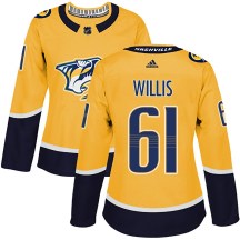 Women's Adidas Nashville Predators Joey Willis Gold Home Jersey - Authentic Women's Adidas Nashville Predators Joey Willis Gold Home Jersey - Authentic