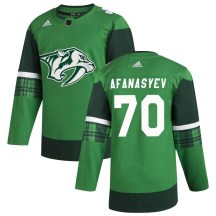 Men's Adidas Nashville Predators Egor Afanasyev Green 2020 St. Patrick's Day Jersey - Authentic