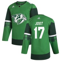 Men's Adidas Nashville Predators Tyson Jost Green 2020 St. Patrick's Day Jersey - Authentic Men's Adidas Nashville Predators Tyson Jost Green 2020 St. Patrick's Day Jersey - Authentic