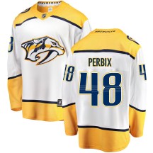 Men's Fanatics Branded Nashville Predators Nick Perbix White Away Jersey - Breakaway Men's Fanatics Branded Nashville Predators Nick Perbix White Away Jersey - Breakaway