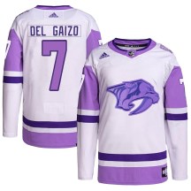 Men's Adidas Nashville Predators Marc Del Gaizo White/Purple Hockey Fights Cancer Primegreen Jersey - Authentic
