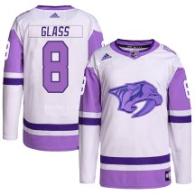 Men's Adidas Nashville Predators Cody Glass White/Purple Hockey Fights Cancer Primegreen Jersey - Authentic