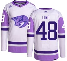 Men's Adidas Nashville Predators Kalan Lind Hockey Fights Cancer Jersey - Authentic Men's Adidas Nashville Predators Kalan Lind Hockey Fights Cancer Jersey - Authentic