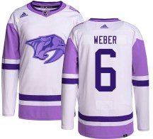 Men's Adidas Nashville Predators Shea Weber Hockey Fights Cancer Jersey - Authentic Men's Adidas Nashville Predators Shea Weber Hockey Fights Cancer Jersey - Authentic