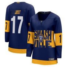 Women's Fanatics Branded Nashville Predators Tyson Jost Navy 2022 Stadium Series Jersey - Breakaway Women's Fanatics Branded Nashville Predators Tyson Jost Navy 2022 Stadium Series Jersey - Breakaway
