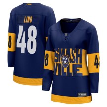 Women's Fanatics Branded Nashville Predators Kalan Lind Navy 2022 Stadium Series Jersey - Breakaway Women's Fanatics Branded Nashville Predators Kalan Lind Navy 2022 Stadium Series Jersey - Breakaway