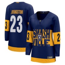 Women's Fanatics Branded Nashville Predators Jake Livingstone Navy 2022 Stadium Series Jersey - Breakaway Women's Fanatics Branded Nashville Predators Jake Livingstone Navy 2022 Stadium Series Jersey - Breakaway