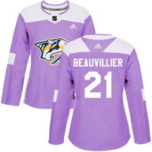 Women's Adidas Nashville Predators Anthony Beauvillier Purple Fights Cancer Practice Jersey - Authentic