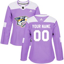 Women's Adidas Nashville Predators Custom Purple Custom Fights Cancer Practice Jersey - Authentic