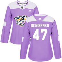 Women's Adidas Nashville Predators Grigori Denisenko Purple Fights Cancer Practice Jersey - Authentic Women's Adidas Nashville Predators Grigori Denisenko Purple Fights Cancer Practice Jersey - Authentic