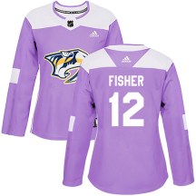 Women's Adidas Nashville Predators Mike Fisher Purple Fights Cancer Practice Jersey - Authentic Women's Adidas Nashville Predators Mike Fisher Purple Fights Cancer Practice Jersey - Authentic