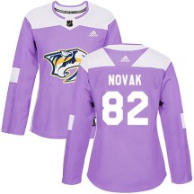 Women's Adidas Nashville Predators Tommy Novak Purple Fights Cancer Practice Jersey - Authentic