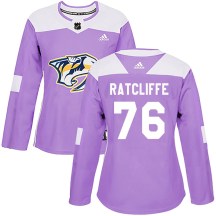Women's Adidas Nashville Predators Isaac Ratcliffe Purple Fights Cancer Practice Jersey - Authentic Women's Adidas Nashville Predators Isaac Ratcliffe Purple Fights Cancer Practice Jersey - Authentic