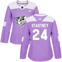 Women's Adidas Nashville Predators Spencer Stastney Purple Fights Cancer Practice Jersey - Authentic